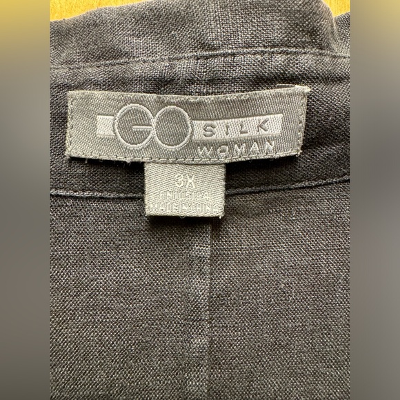 Go Silk Black 100% Linen 3/4 Sleeve Button Up Size 3X - Picture 4 of 8